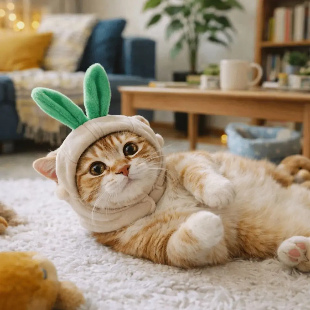 

Multi-functional Cartoon Pet Garlic Hat Funny Soft Cat Warm Hat Comfortable Pet Headgear Cosplay Event