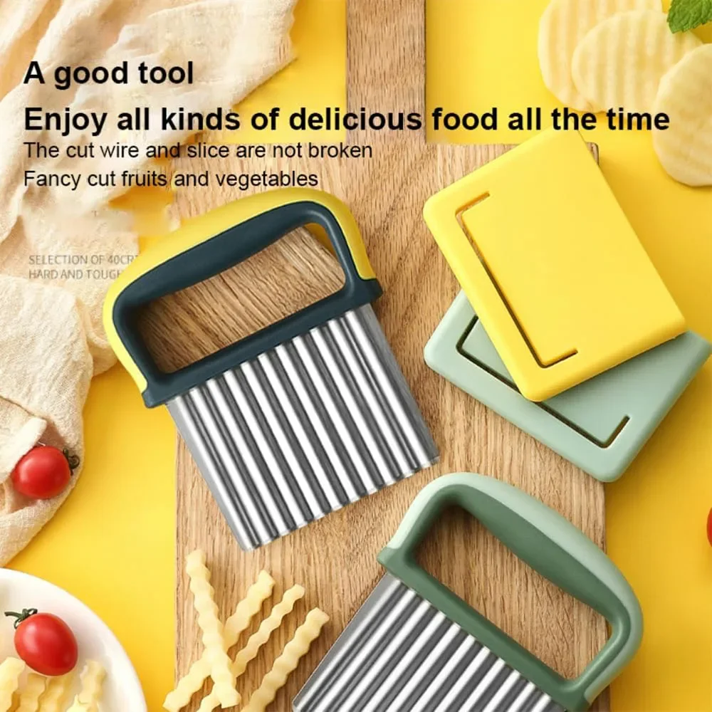 

Crinkle Cutter Stainless Steel Potato Carrot Chip Vegetable Multipurpose-Salad Veggies Crinkle Wavy Chopper French Fry Slicer