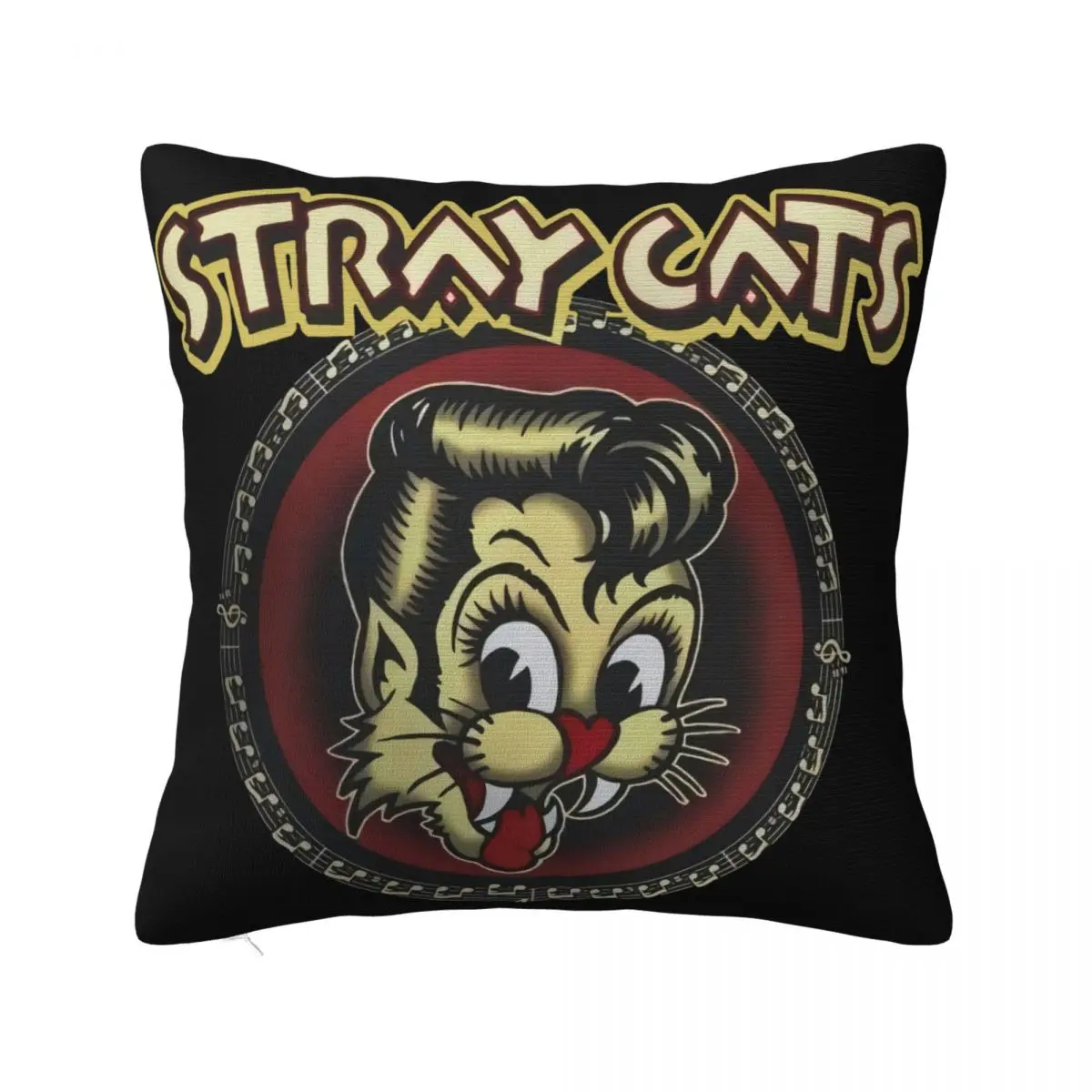 New Popular Stray Cats Rock Band Mens Black Size S 3Xl Adult Popular Style Men Logo Brand New Hipster Harajuku Pillow Case