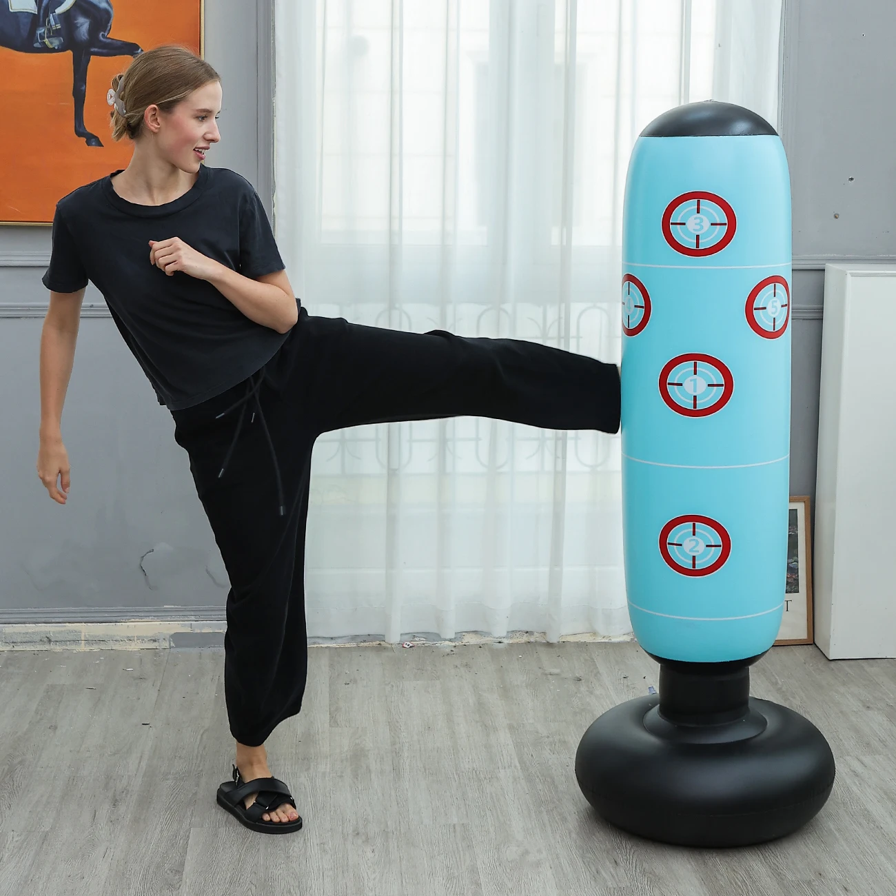 Vaso de boxeo inflable de PVC, ficticio para entrenamiento seguro, promueve la flexibilidad de la coordinación para ejercicio al aire libre en el hogar, 1 ud.