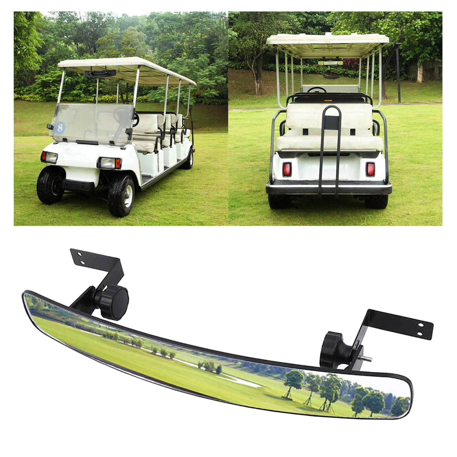 Golf Cart Rear View Mirror Accessories Assembly Easy Installation Convex Golf Cart Mirror Adjustable Rear View for Club Car