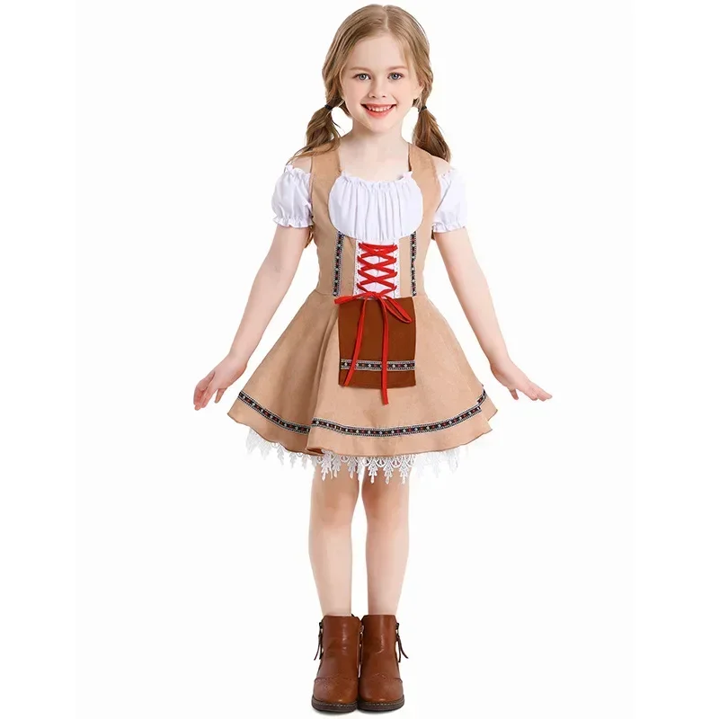 

Kids Classic Oktoberfest Costume Traditional German Bavarian Dirndl Dress Suits Maid Cosplay Outfits Halloween Fancy Party Dress