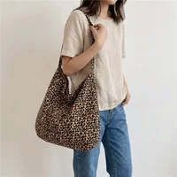 Printed Leopard Print Handbag Large Capacity Tote Bag Canvas Crossbody Bag Korean Style Storage Bag Canvas Shoulder Bag Girls - Image 2