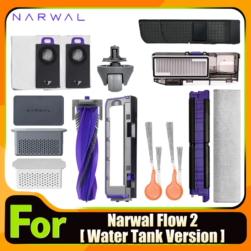 

Accessories for Narwal Flow 2 (Water Tank Version) Main Side Brush Mop Cloths HEPA Filter Dust Bag Replacement Spare Parts