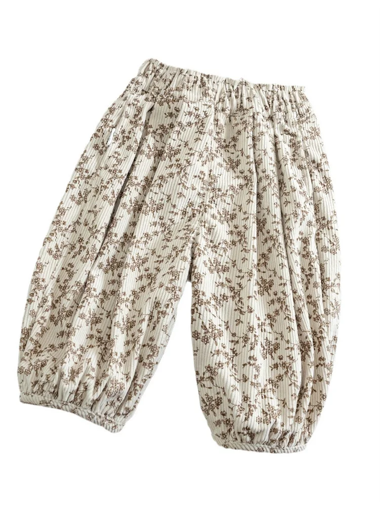 春 Faion キッズガールズルーズカジュアルパンツアウターウェア花柄プリント新しい Sle ベビー韓国語バージョン長ズボン