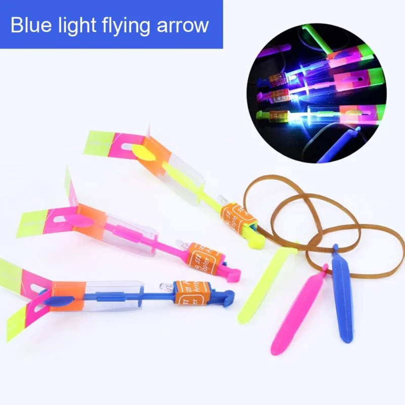 10-20pcs Slingshot bercahaya LED lampu kilat luar ruangan panah terbang mainan terbang helikopter Slingshot anak-anak dewasa mainan alat peraga pesta