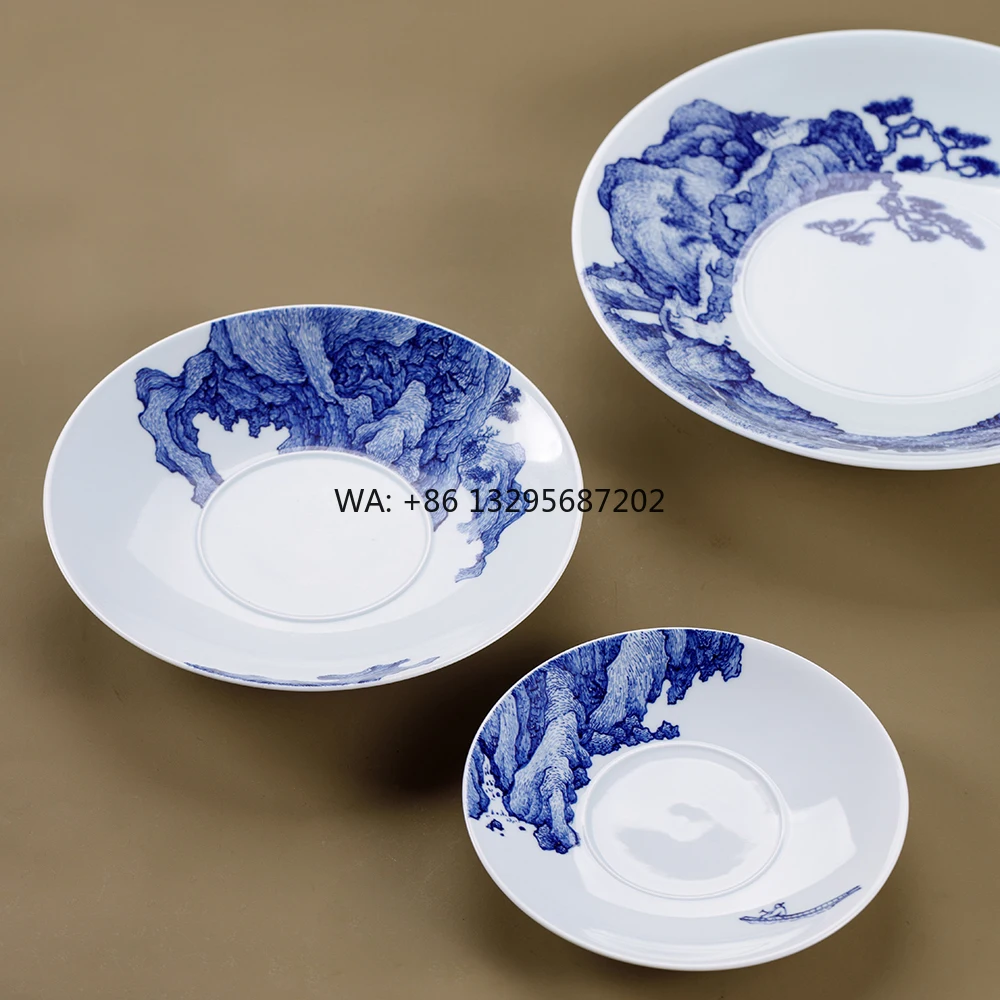 

Фарфоровая тарелка Zhong'S Kiln Цзиндэчжэнь, экологически чистая керамическая тарелка, микроволновая печь, 8-дюймовые китайские неглубокие тарелки для дома