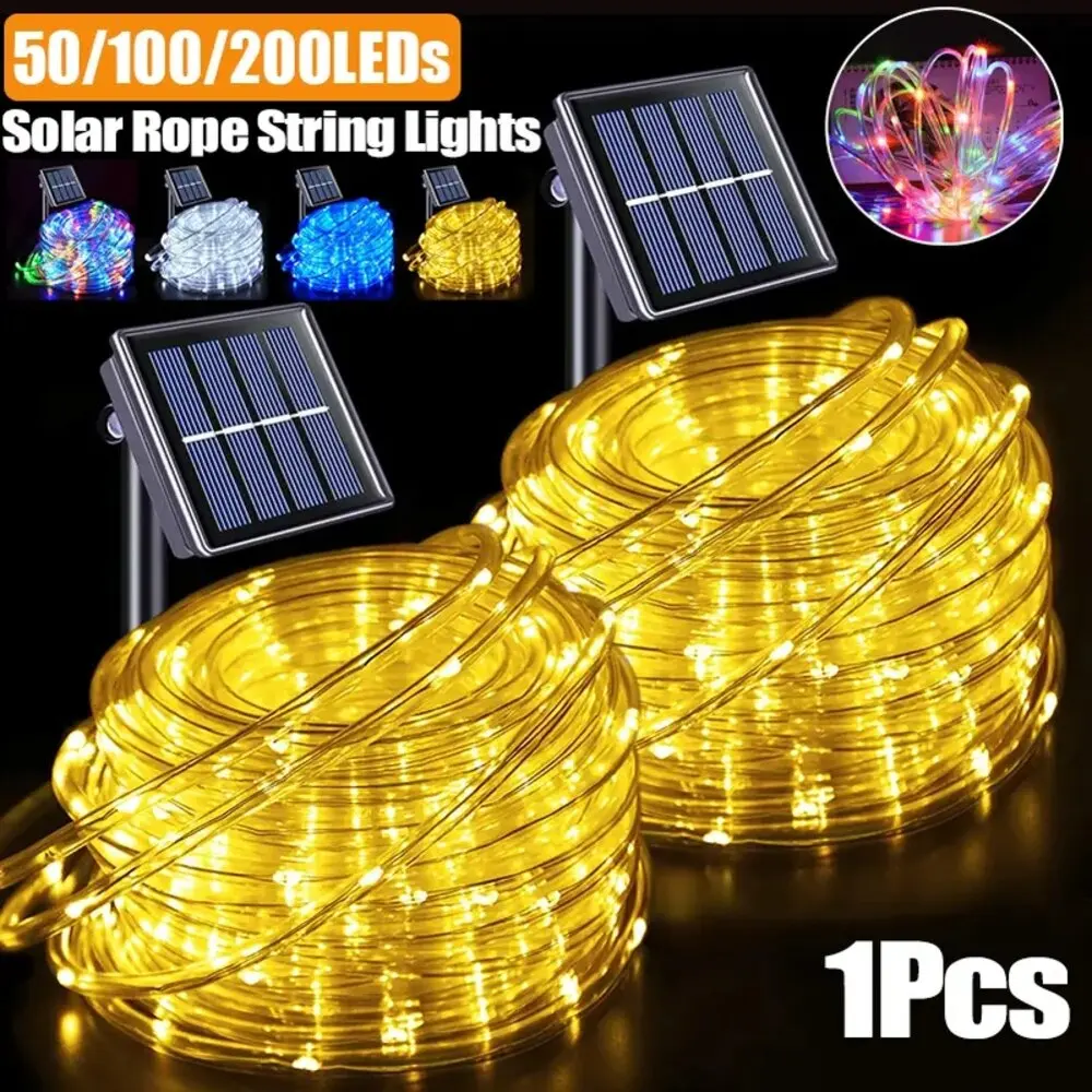 Outdoor Solar Tube Rope Led Light Garden Christmas Decoration 22m/12m Xmas Wedding Garland WaterProof String Light Fairy Strip