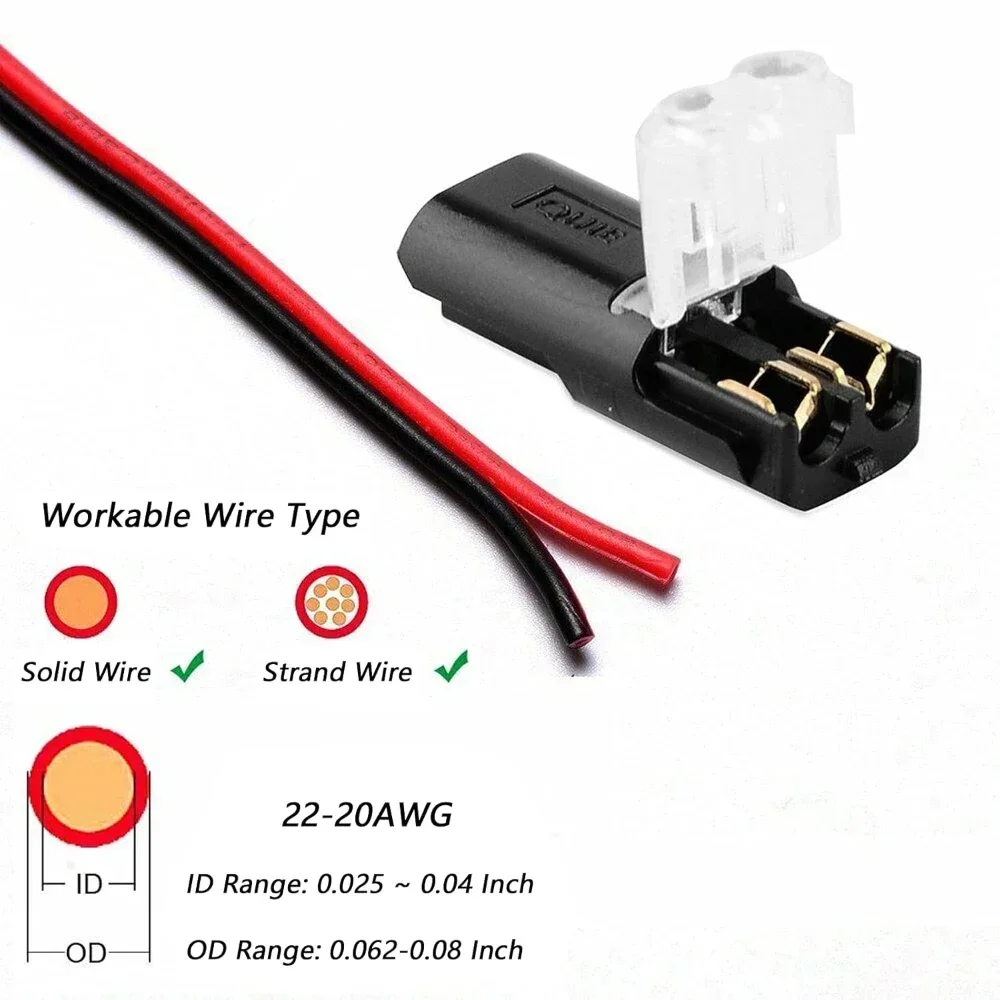 200/1pc Way Electric Wire Connectors Buckle Plug-in Double-Wire Terminal Block Cable Clamps Snap Wiring Quick Connector Strip