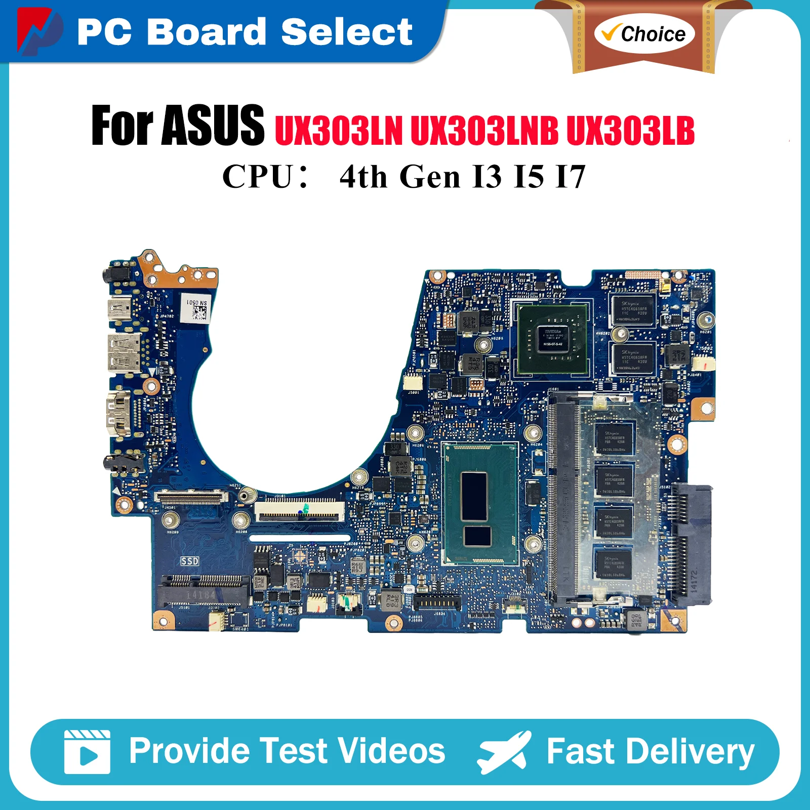 

Материнская плата UX303LN для ноутбука ASUS ZenBook BX303L UX303LNB UX303LN UX303L U303L U3000 UX303LB, материнская плата I3 I5 I7, тест процессора ОК