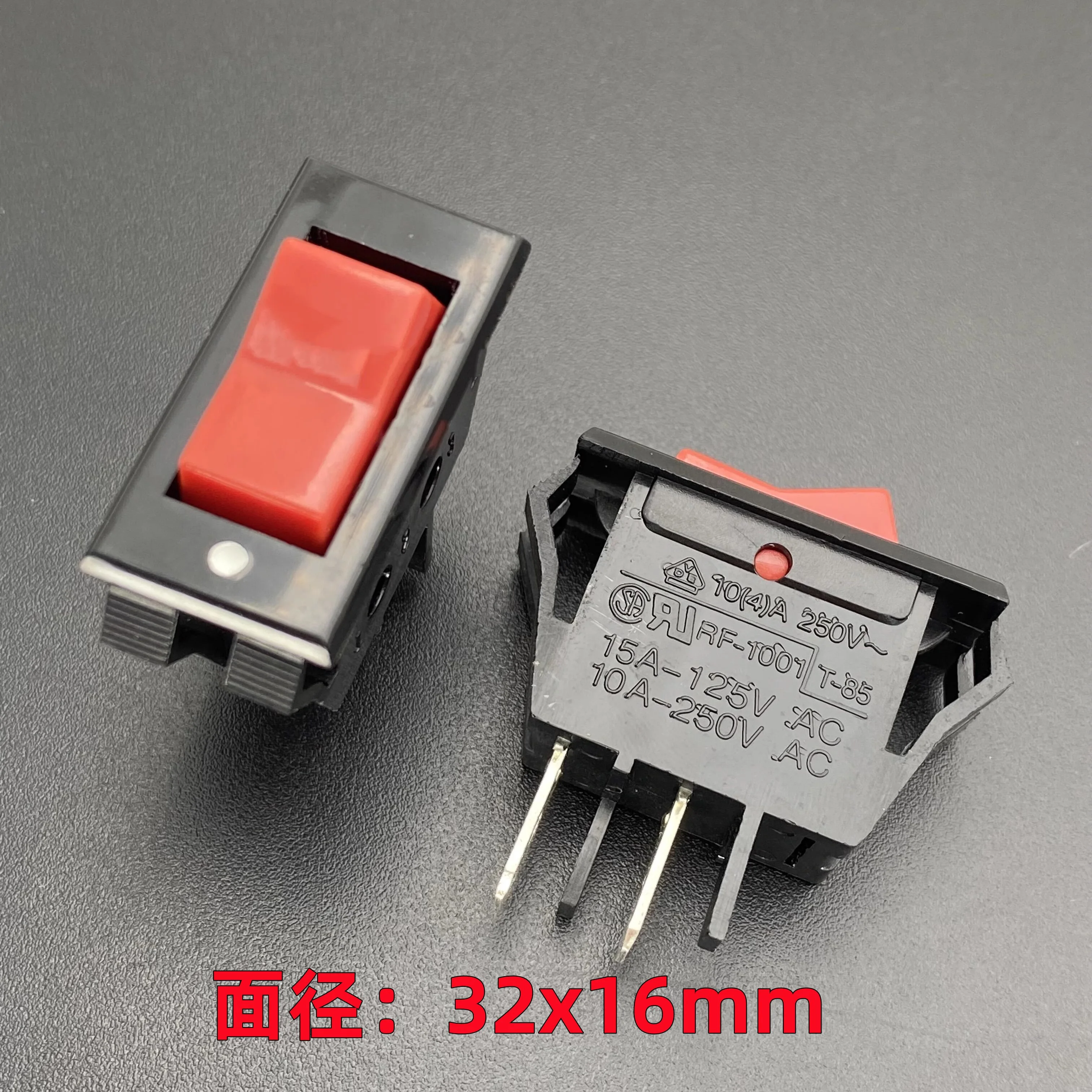 2 دبوس 2 سرعة 10A مشوه قارب نوع مفتاح الطاقة غطاء أحمر لا ضوء تايوان RF-1001 قارب نوع زر التبديل
