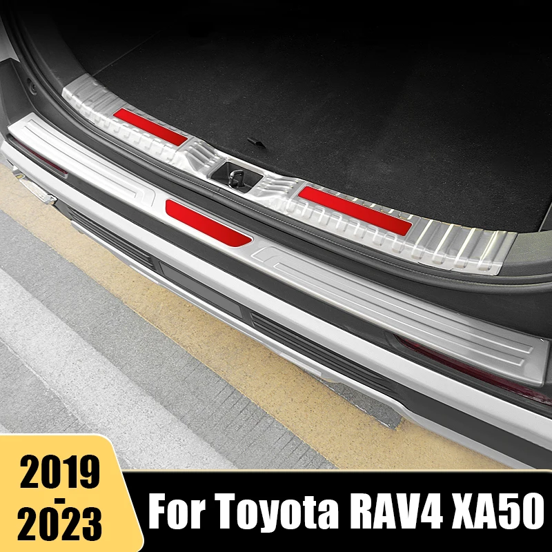 

For Toyota RAV4 XA50 2019 2020 2021 2022 2023 Stainless Steel Rear Bumper Protector Trunk Sill Plate Cover Sticker Accessories