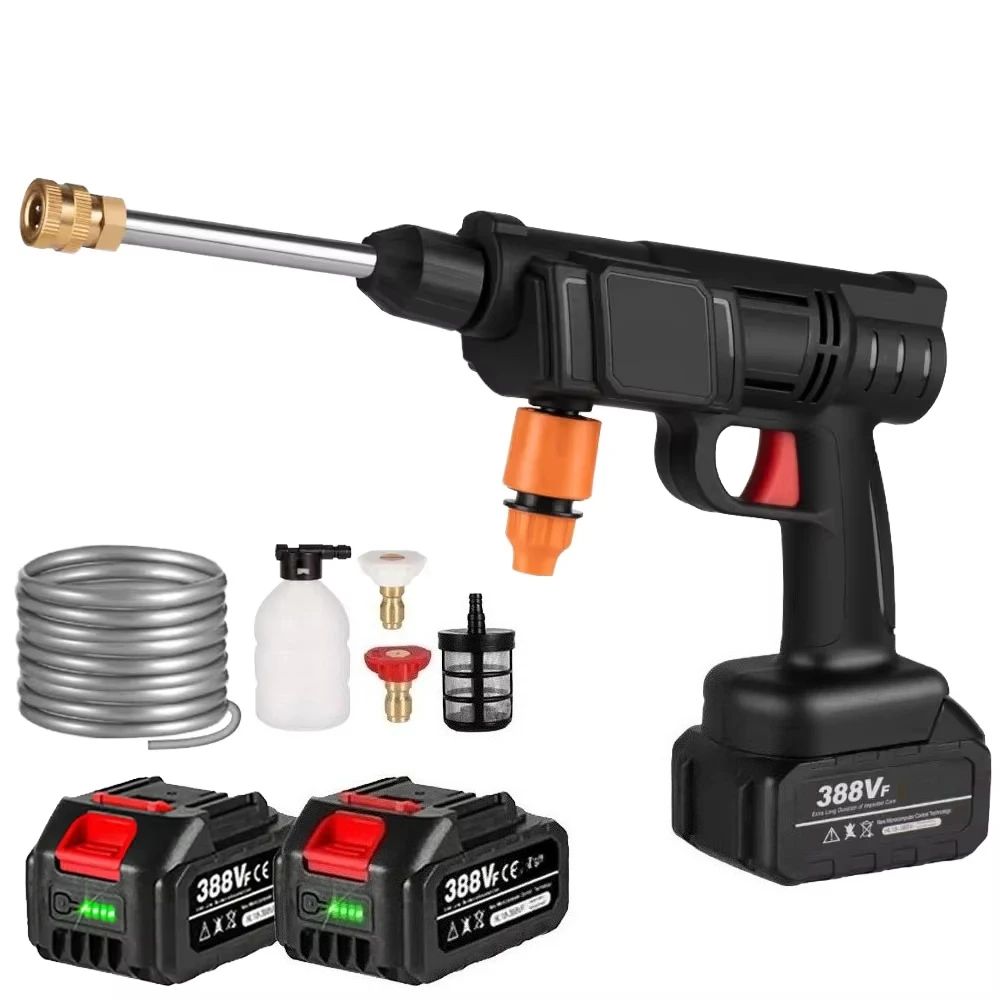 Professional DIY Grade Electric Wireless 12V/24V Lithium Battery High Pressure Brushless Motor Copper Tip 25bar 1.3mm Nozzle Gun