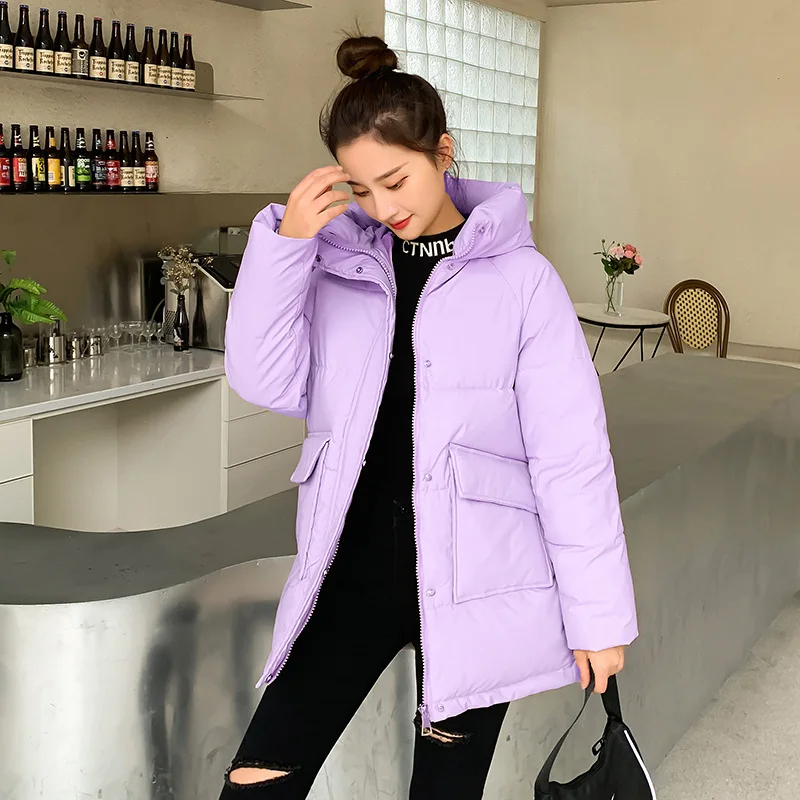 2024 Winter New Women Down Padded Jacket Winter Jacket Loose Thick Warm Cotton Coat Female Hooded Parkas Coat Long Women Outwear