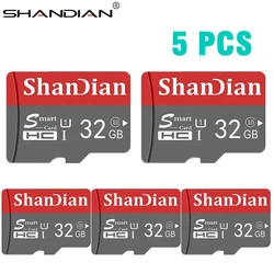 SHANDIAN 5 PCS LOT 100% Original Memory Card 128GB 64GB 32GB 8GB A1 TF SD Card Class 10 UHS-1 Flash Card for Monitoring Phone/PC