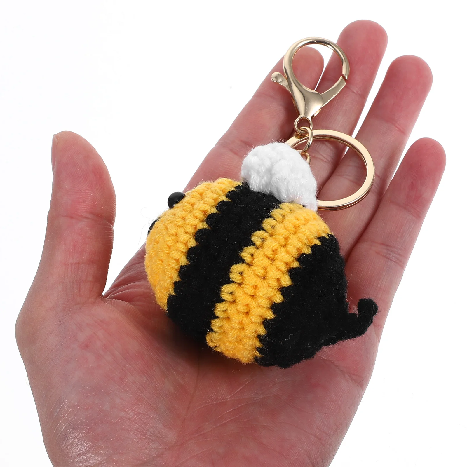 

Creative Keychain Crochet Bee Theme Bee Pendant Handmade Crochet Animals Keychain Keyrings Materials Cartoon Design