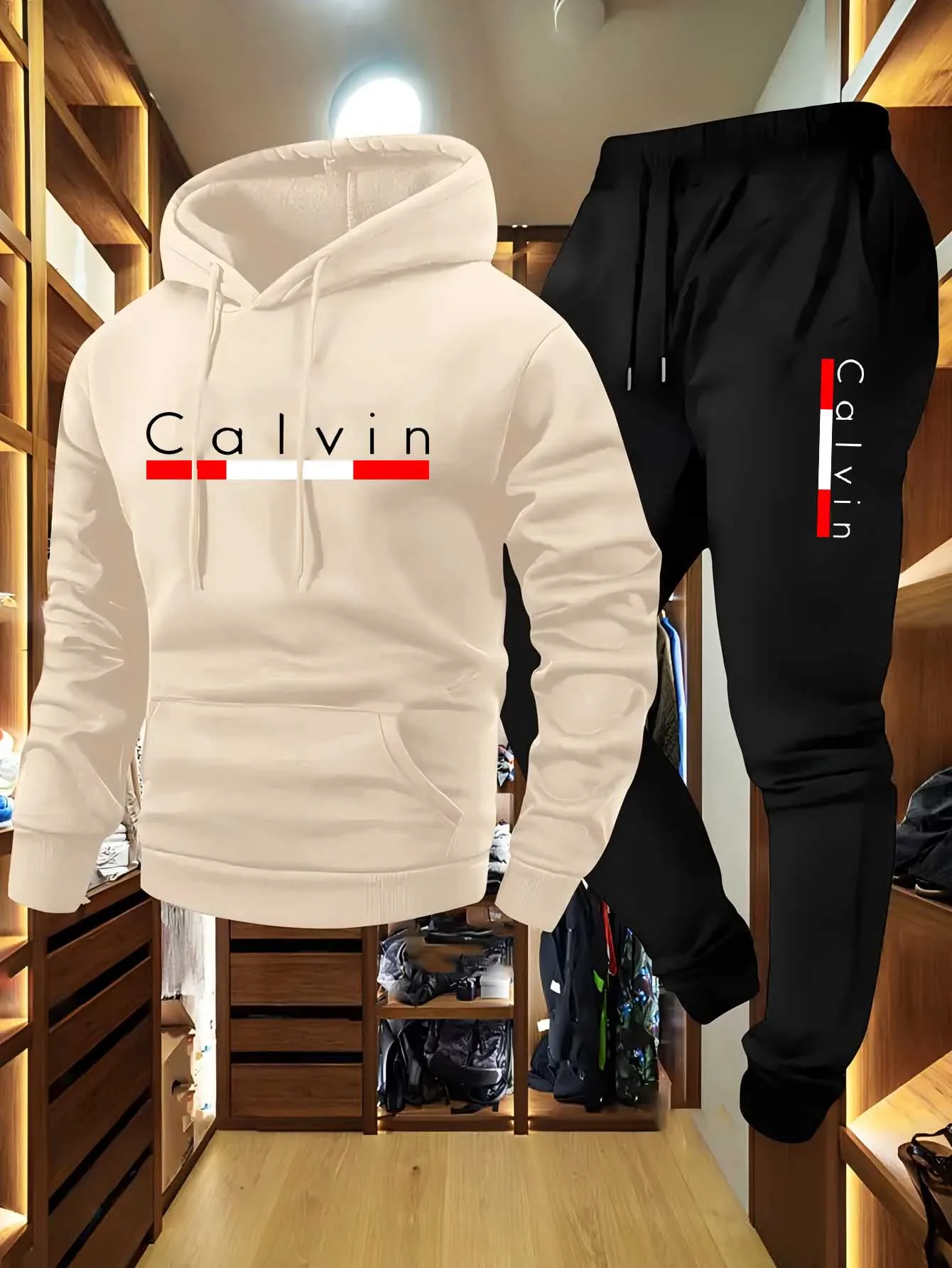 2025 طقم ملابس رياضية للركض غير رسمية للرجال مع قلنسوة وسراويل رياضية سوداء سترة مطاطية موضة رياضية شتوية دافئة طقم مكون من قطعتين