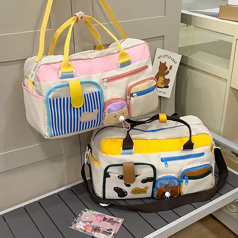 Splicing color travel large capacity outdoor portable multi-function fitness one shoulder sling luggage storage bag