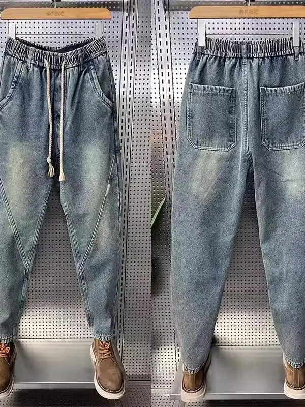 

Trendy Loose Fit Harlan Jeans Cotton Stretch Denim Men's Fashion Autumn Winter American Retro plus Size Long Trousers