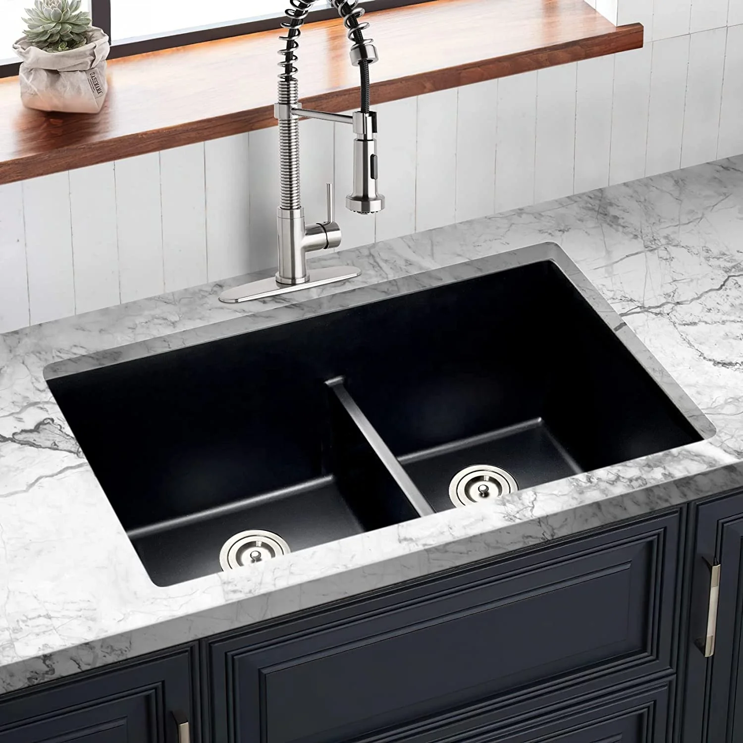 7845 Inch Undermount Composite Quartz Classic Double Bowl Kitchen Sink
