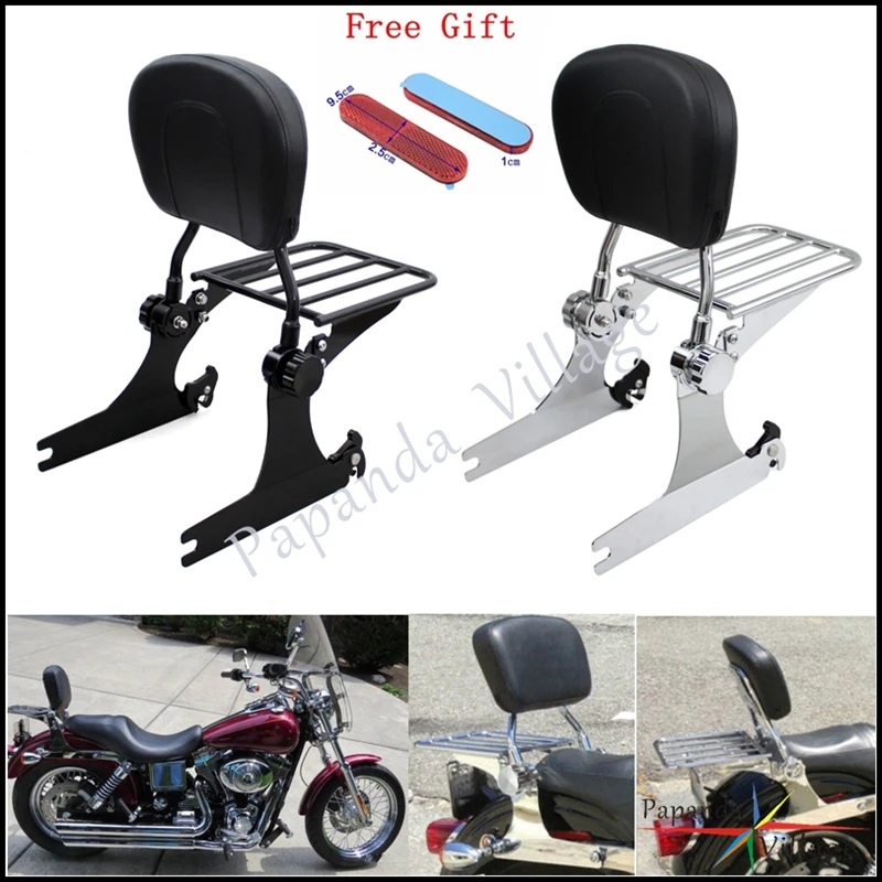 

For Harley Custom Dyna Super Glide Low Rider 02-05 Motorcycle Detachable Passenger Sissy Bar Backrest Adjustable Luggage Rack