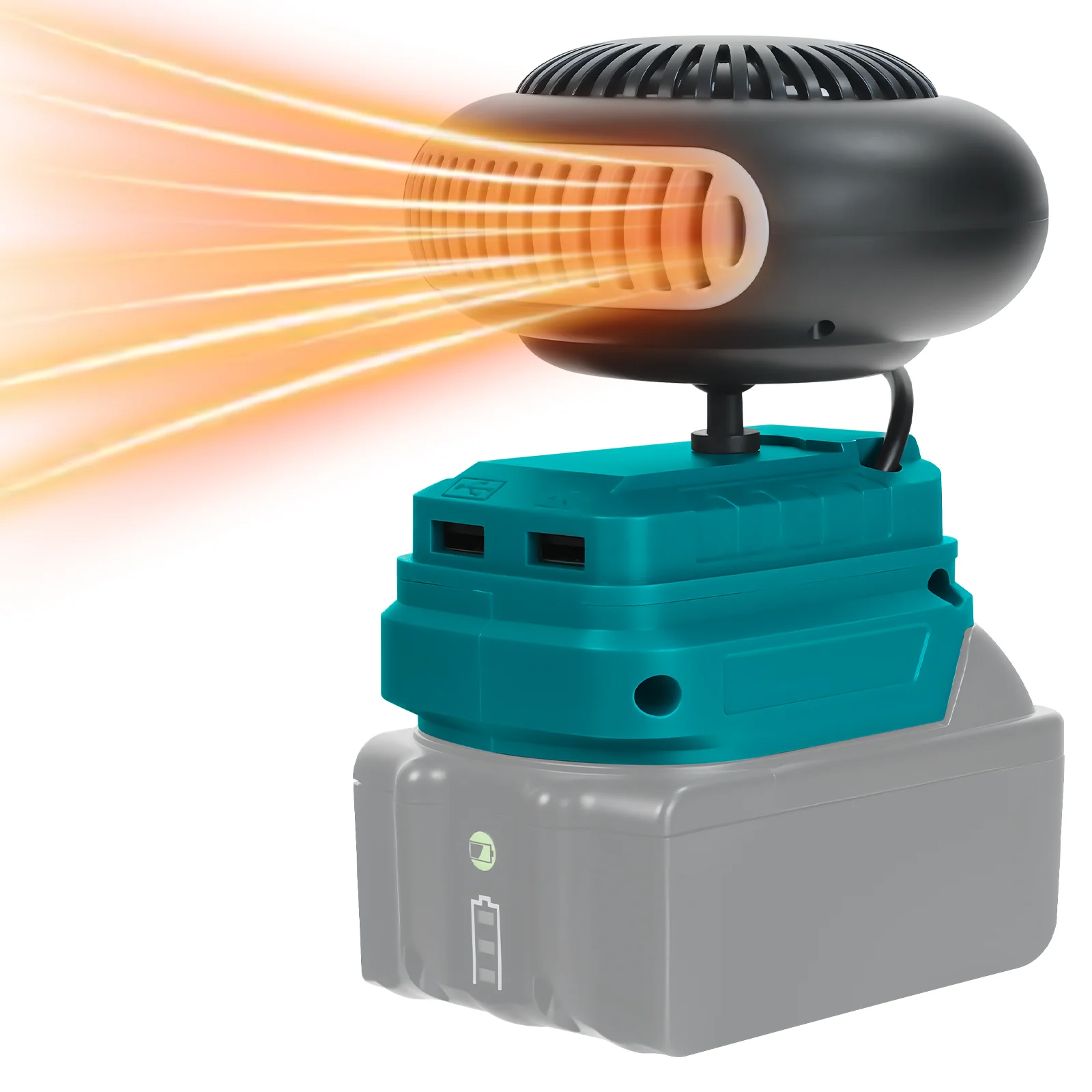 المحمولة الكهربائية الدافئة منفاخ الهواء مروحة سخان الرياح الساخنة والباردة وضع مزدوج مع منفذ شحن USB المزدوج ل دبوس بطارية ماكيتا 18 فولت