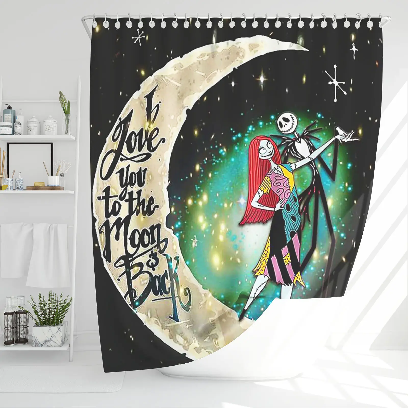 The Nightmare Before Christmas Printed Anime Shower Curtain Bathroom Sets Full Set Accessories Luxury Curtains 4 Piece Mats