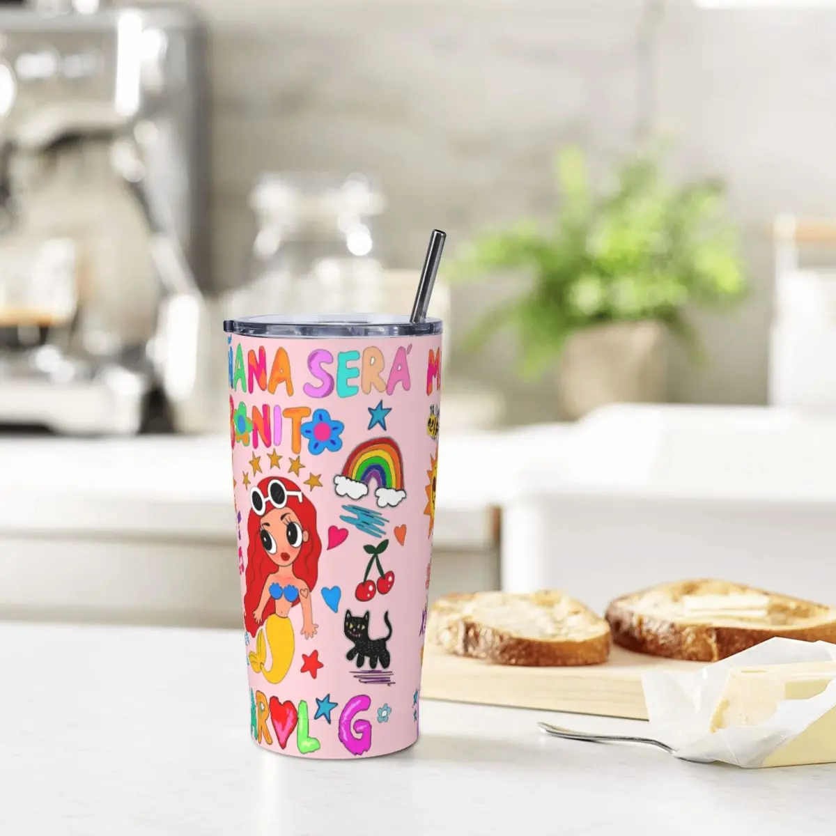 Manana Sera Bonito Karol G Tumbler 20oz Stainless Steel Double Wall Vacuum Insulated Kawaii Tumblers Mug With Straw for Cold Hot