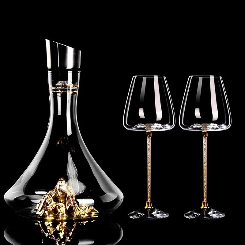 Jinshan Waterfall Wine Decanter, High End Crystal Diamond Red Wine Glass, Wine Set, Home Party Drinking Utensils