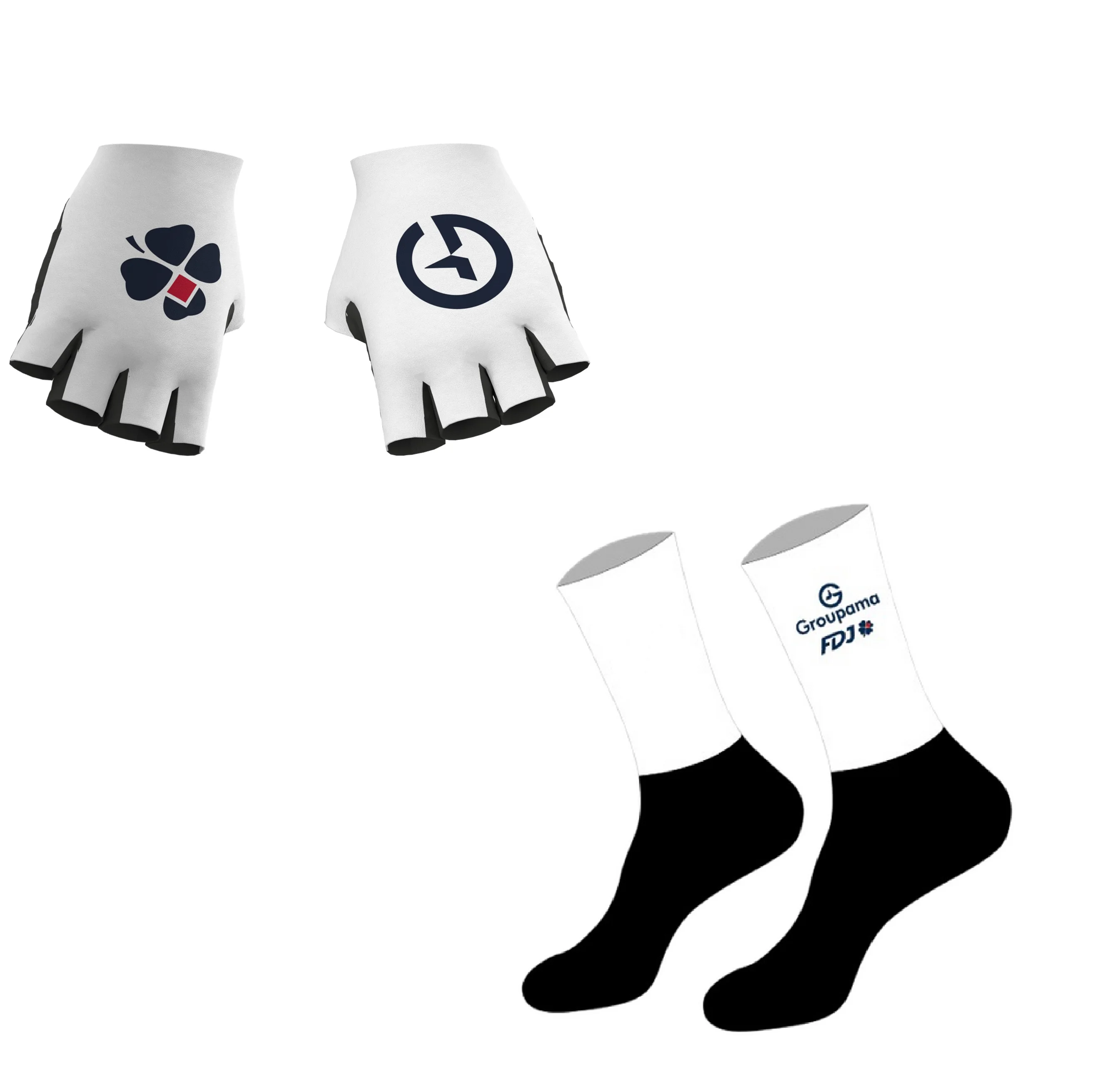 

2025 Groupama Fdj Team One Pair Half Finger Cycling Gloves + ONE PAIR CYCLING SOCKS