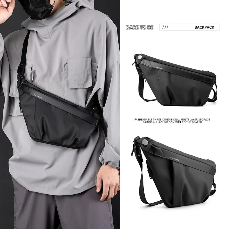 Men Crossbody Single Shoulder Large Capacity Messenger Bag Business Sports Chest Bag Digital Storage Bag Travel Phone Pouch