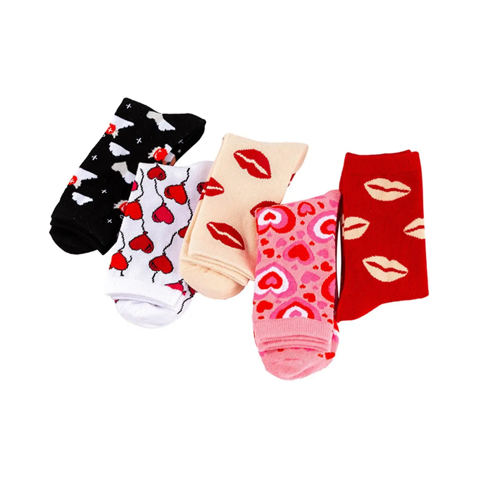 

10 Pairs Valentine's Day Socks Love Heart Socks for Women Girls Fashion Crew Socks for Her Friends Couples Students Boyfriend