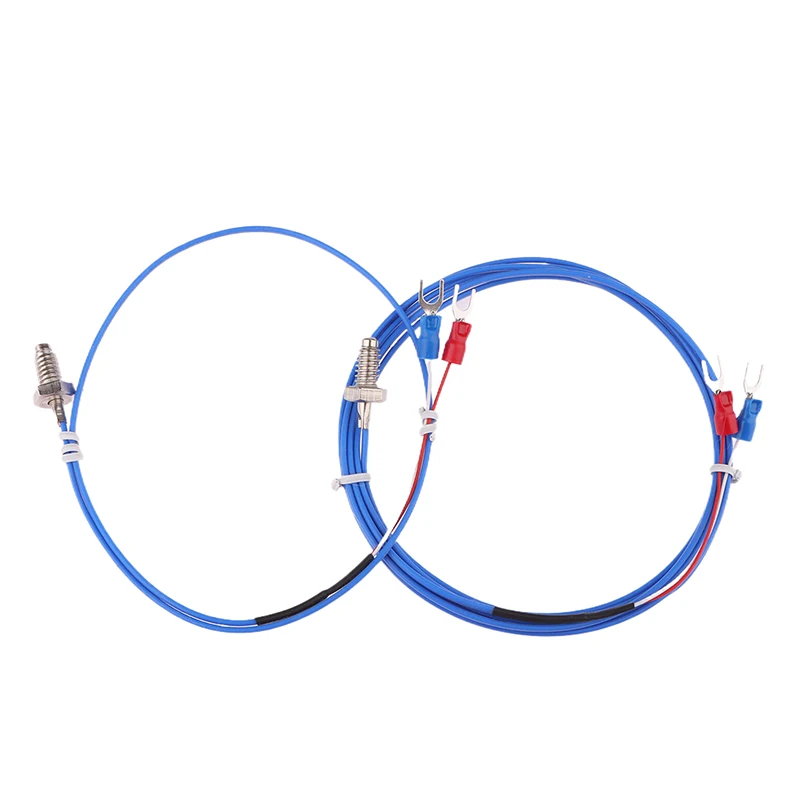 K/PT100 نوع M3 M4 برغي نحاسي حراري مع 0.5/1/2 متر عالي الدقة مقاوم للماء كابل PTFE مستشعر درجة حرارة الطابعة ثلاثية الأبعاد