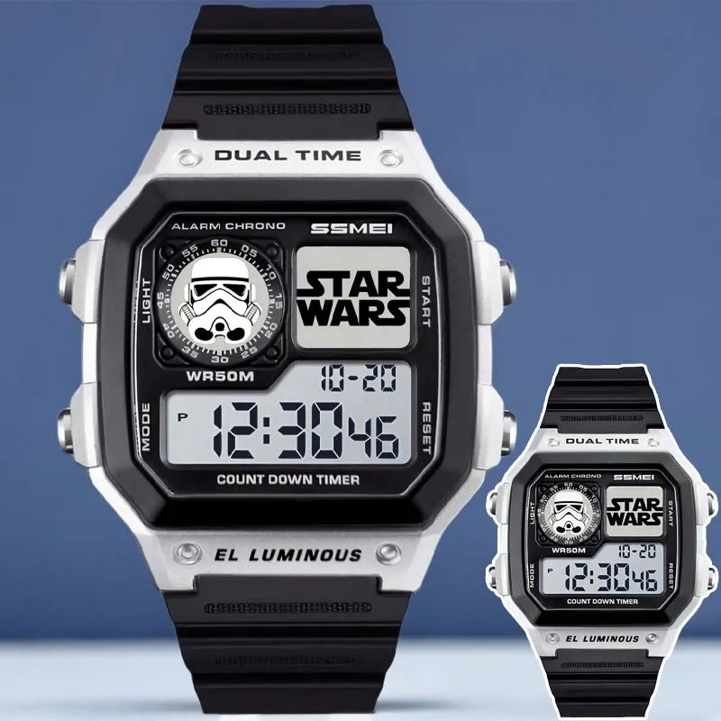 Hasbro Star Wars Sport Watch LED Multifunction Watch Fashion Luxury Stainless Steel Square