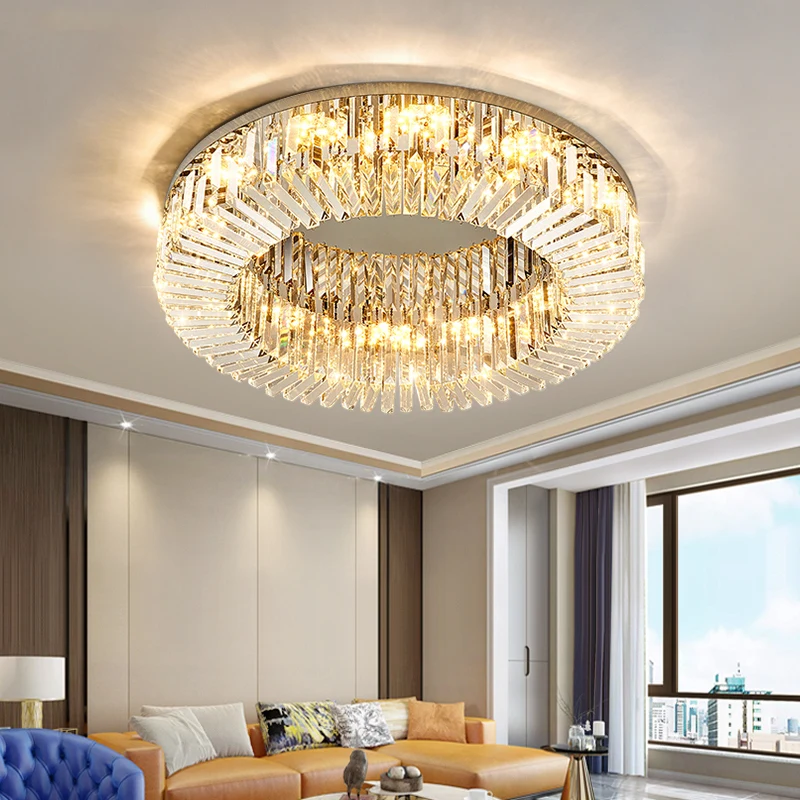 New Living Room Exquisite Luminaires Modern Simple Crystal Super Bright Room Main Light LED Chip Mounted Ceiling Light