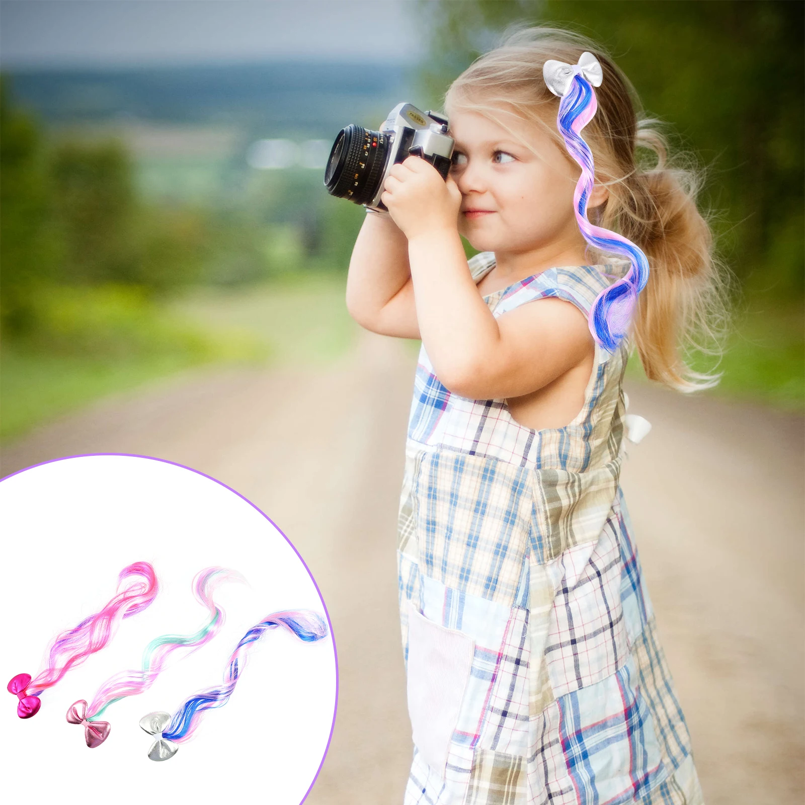 

6pcs Hairpins Hair Bow Barrettes Hair Bow Clips Curly Barrette Wigs Braided Clip Girly Duckbill Clip Hairpiece
