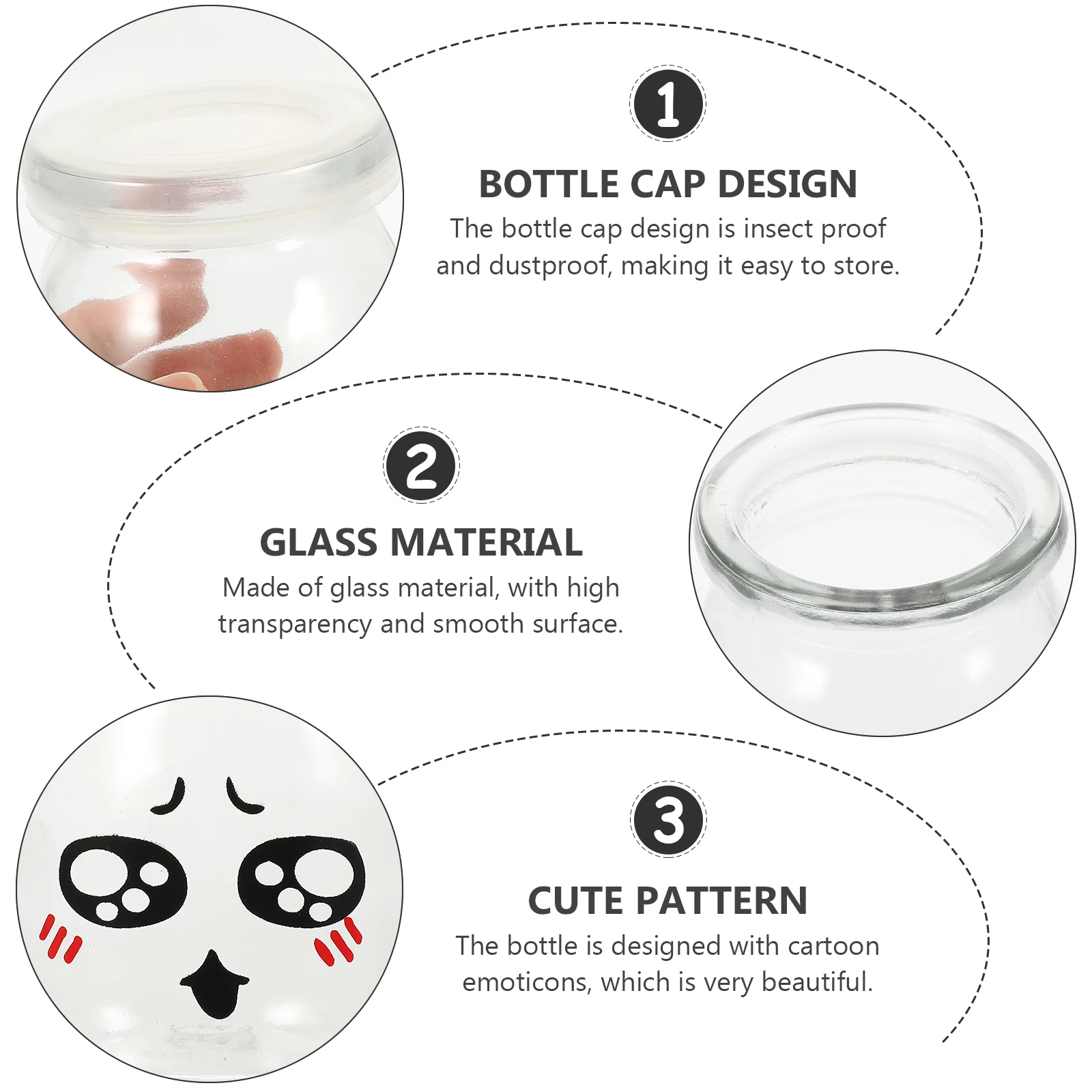 5pcs 150ml Face Pudding Bottle Glass Heat-resistant Yogurt Containers Milk Cup Jelly Jar (Random Pattern)