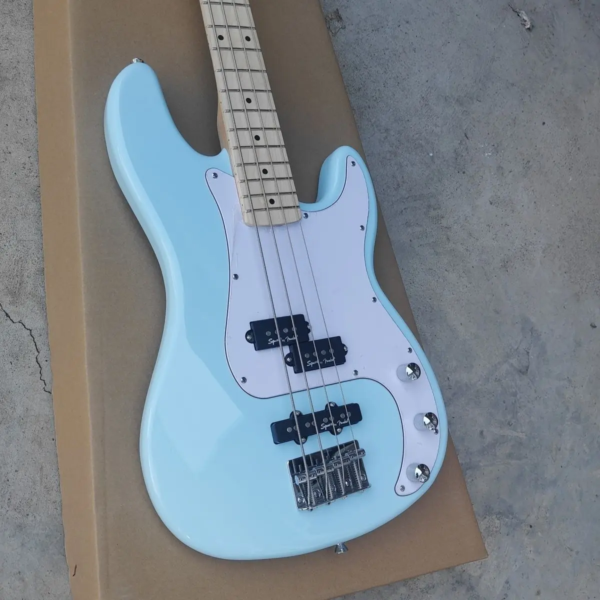 Sky Blue Electric Bass PJ 4-String Bass, Professional Performance Band Rehearsal