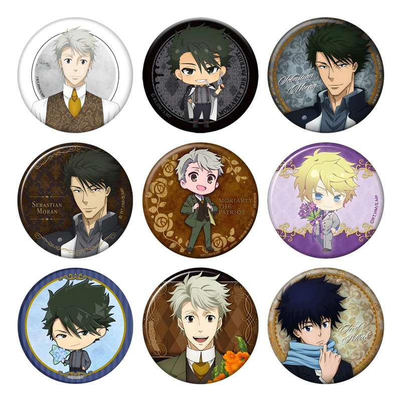 موريارتي باتريوت دبابيس التلبيب سيباستيان موران تأثيري شارات اليدوية الكرتون الشكل صفيح دبابيس ظهره الحلي