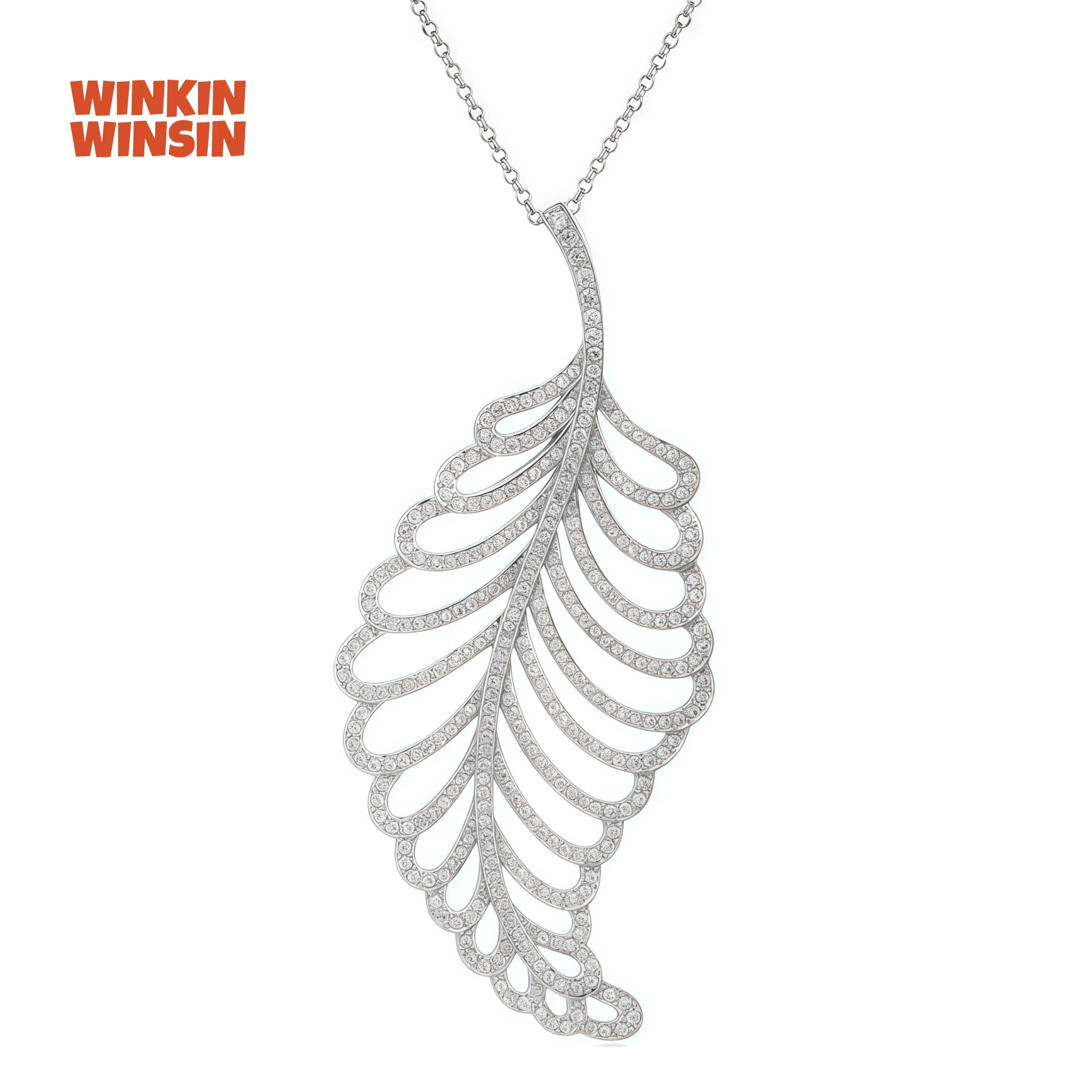 

WINKIN WINSIN Brand S925 Pure Silver Necklace Electroplated Gold Leaf Jewelry Gemstones Necklace Pendant Jewelry For Women