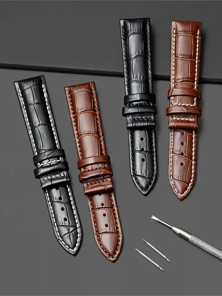 First Layer Cowhine Watch Strap No Clasp Genuine Leather watchchband 18 19 20 21 22mm 23mm 24mm Men Women Brown Blue No Buckles