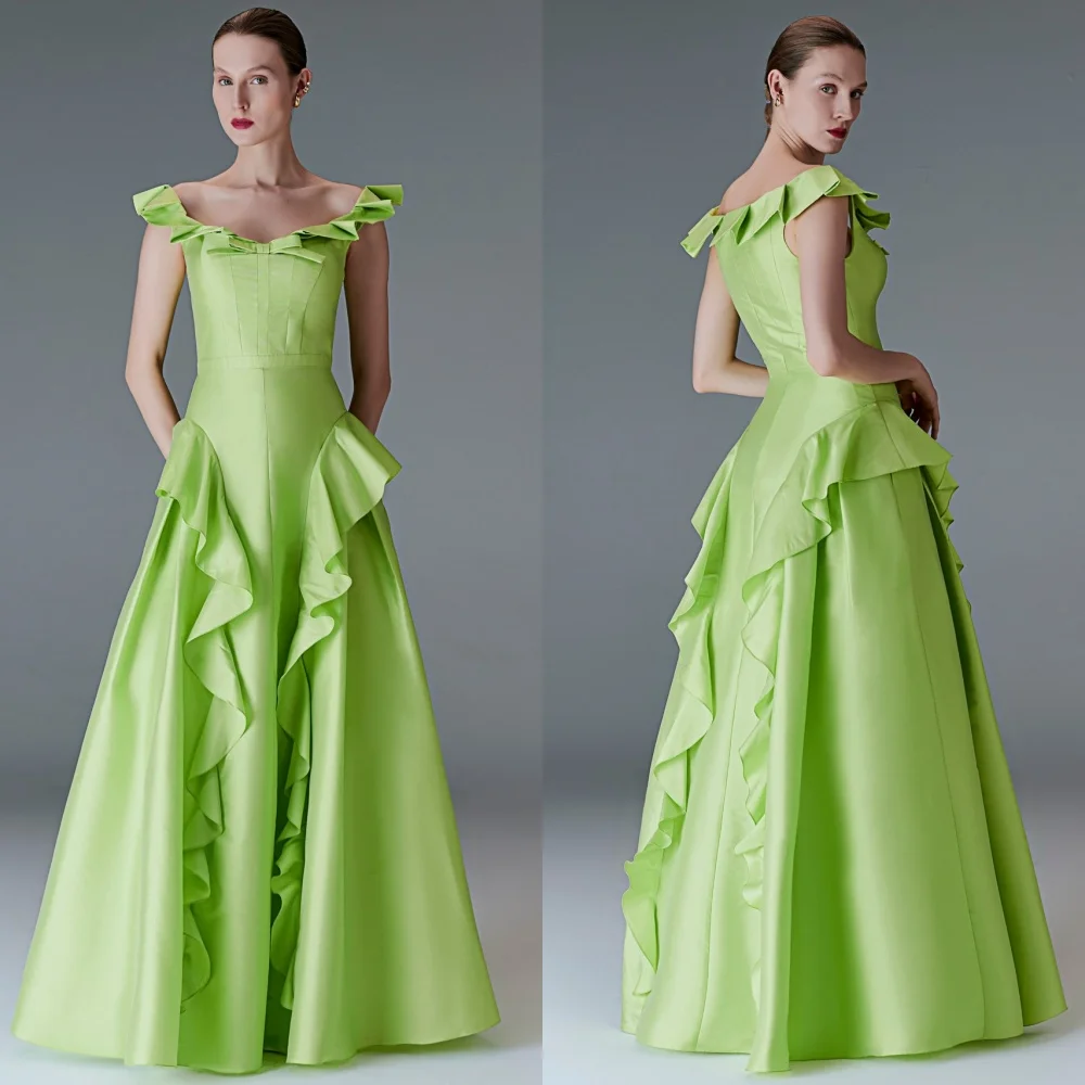 

Customized es Draped Pleat Ruched Beach A-line Off-the-shoulder Bespoke Occasion Gown Long Dresses