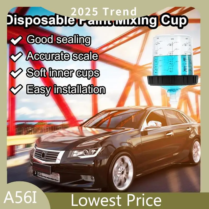 ABDD Paint Sprayer Mixing Guncup Liners And Lid System For Automotive Paintgun, 20 Pack Paint Cups 20 Ounce (600Ml) Kit