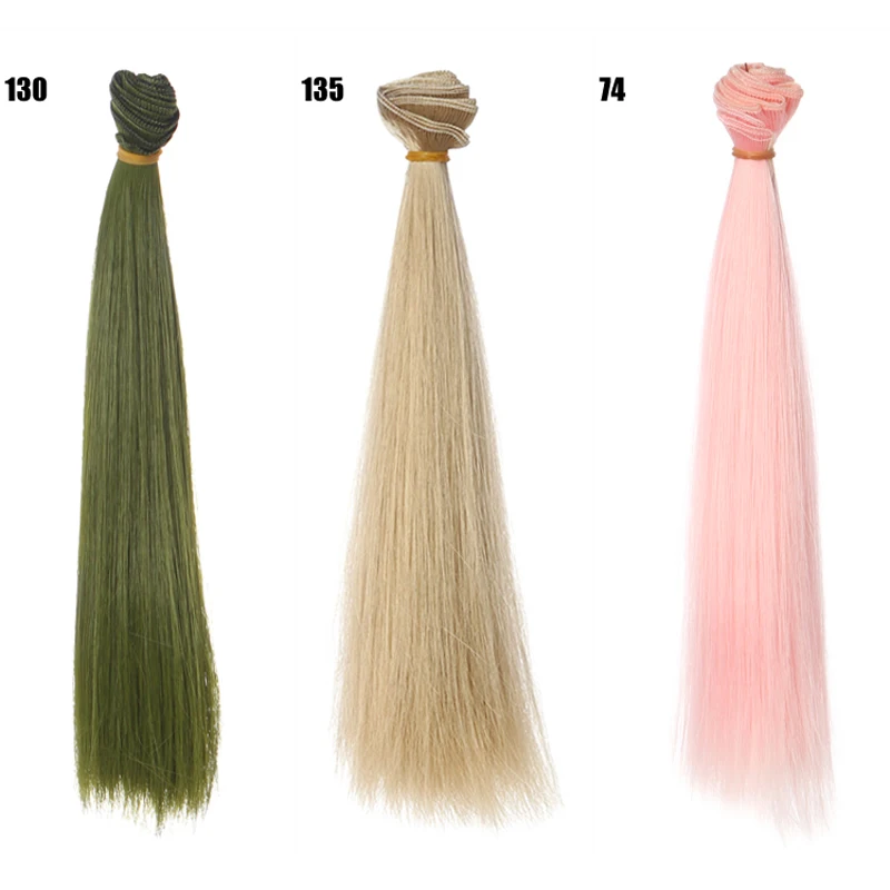 25cm*100CM Doll Wigs/hair Heat Resistant Bjd Wigs Blue Red Brown Green Straight Wig Thick Hair for 1/3 1/4 BJD Diy
