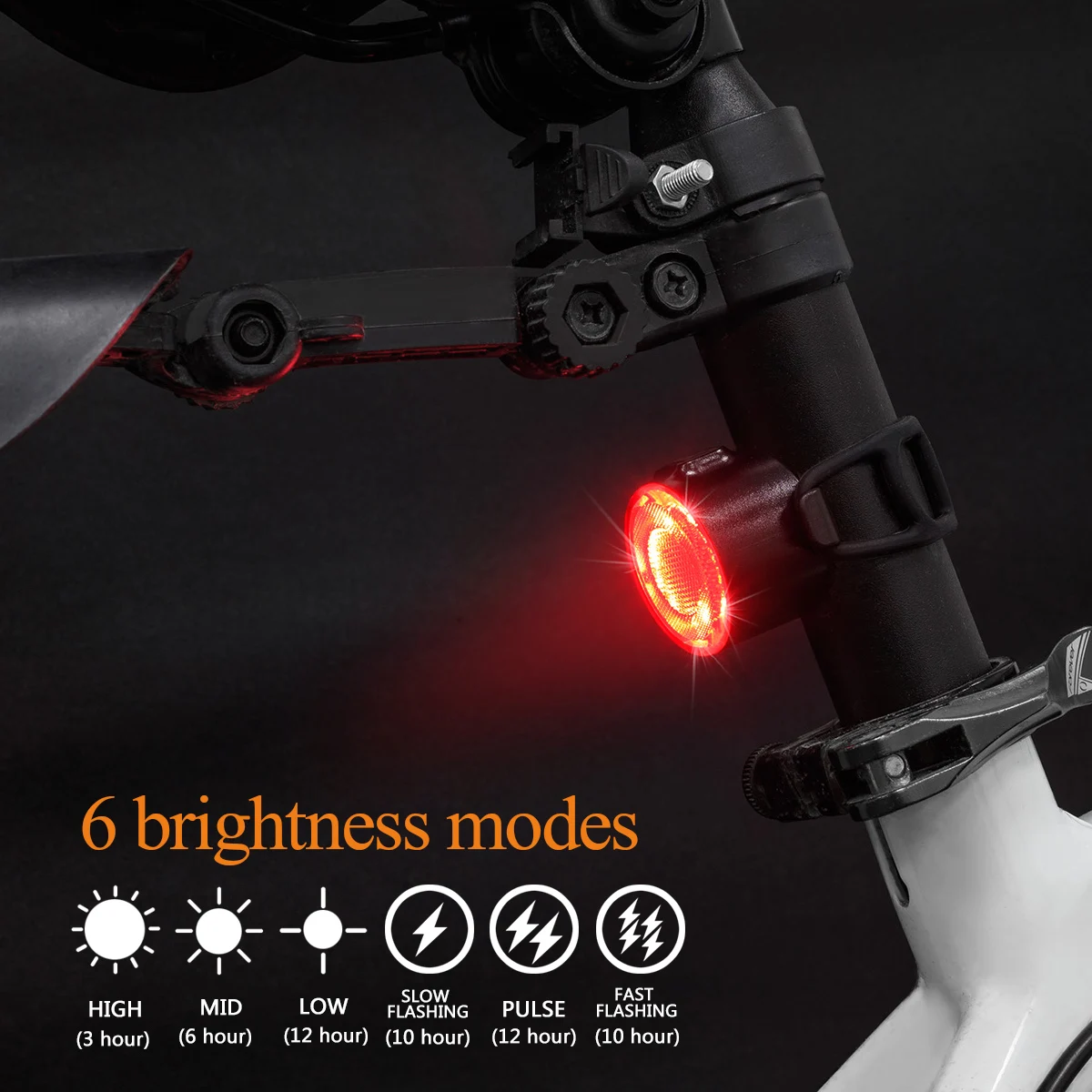 2PCS Bicycle Light White Front ＆ Red Rear Bike Lights USB Bike Headlight LED Cycling Taillight Waterproof Lamp