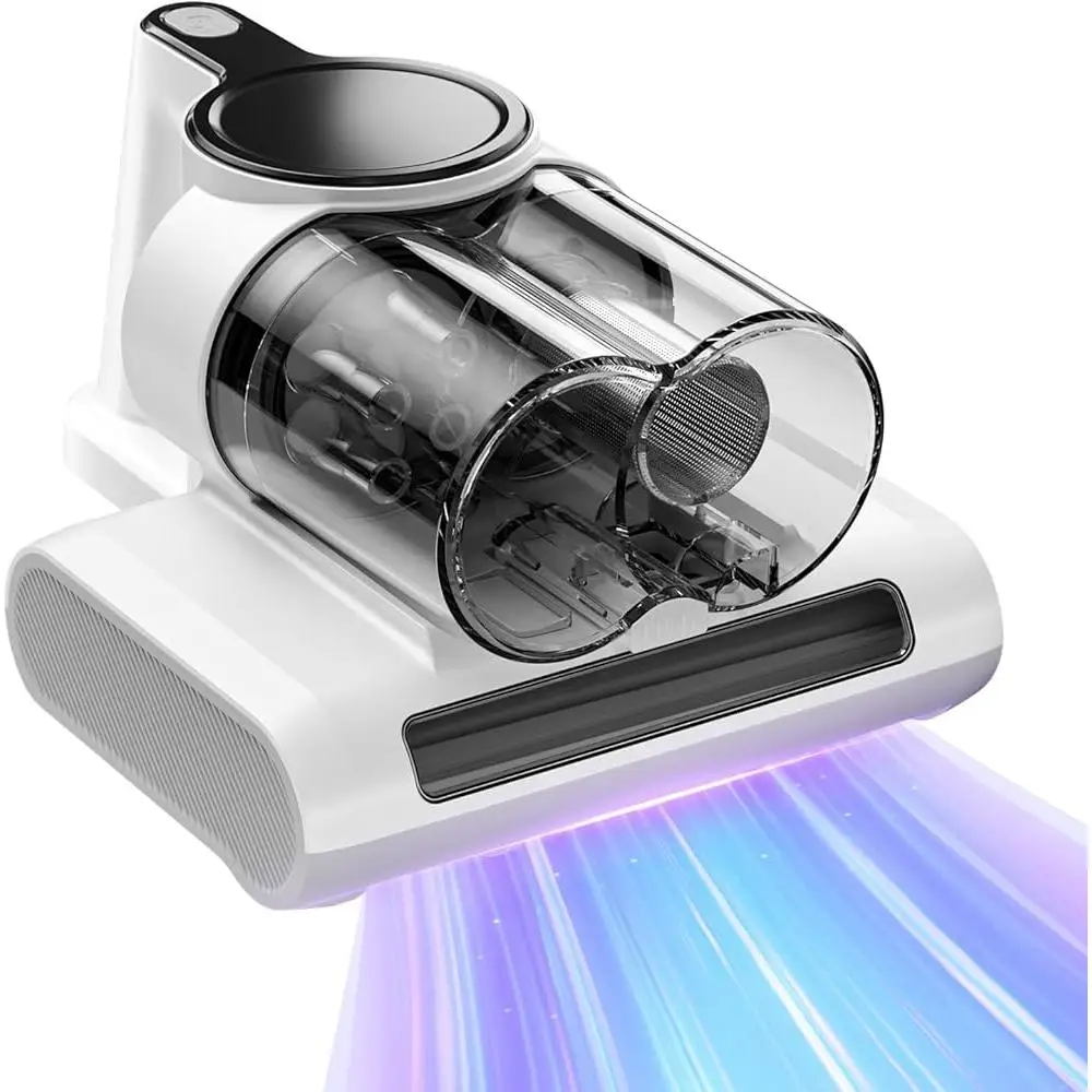 Mattress Vacuum Cleaner with UV-C Light 16Kpa Suction 36000RPM Brushroll Heating Dual-Cup Dust Separation Portable Corded 12W