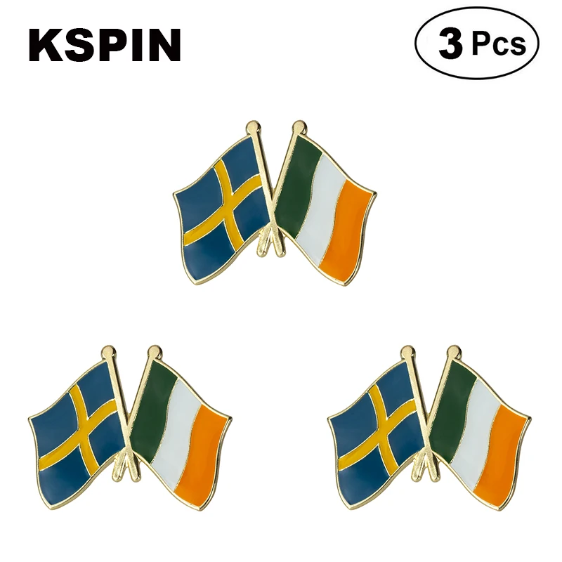 Sweden and  Ireland Flag Lapel Pin Friendship Flag Badge Flag pin