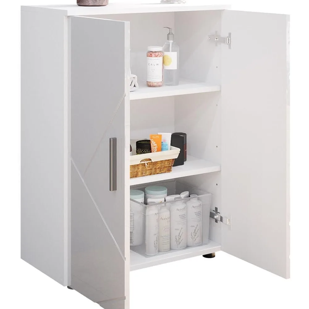 خزانة حمام ايرما بيضاء لامعة عالية 60 × 81 سم #6