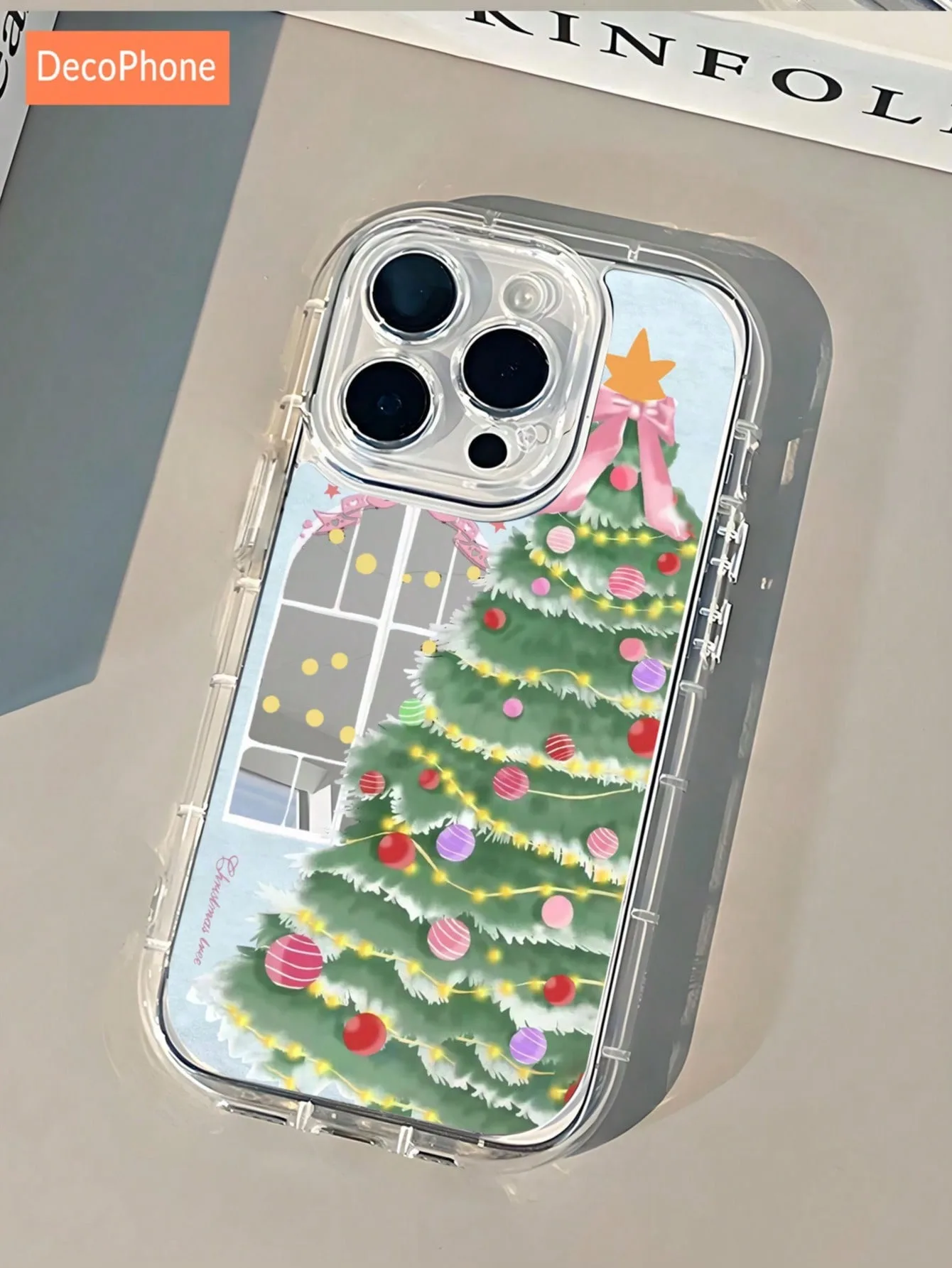 

Зеркальный чехол для телефона «Рождественская елка» с имбирем для iPhone 11, 12, 13, 14, 15, 16, 17 Pro Max Plus, зеркало для макияжа/свежий и элегантный дизайн