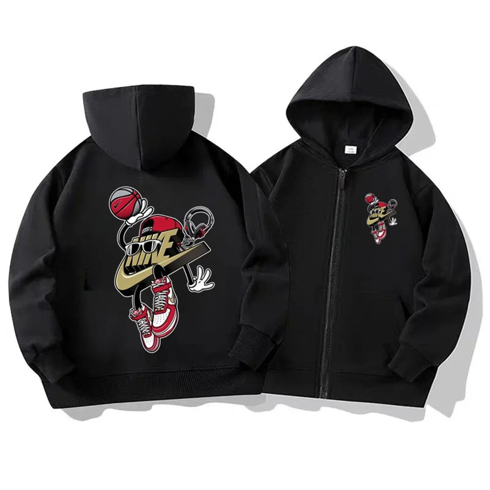 سترات بغطاء للرأس للأطفال بنمط مطبوع فاخر الأكثر مبيعًا، سترات عصرية بسحاب، وأكمام طويلة كاجوال للأولاد والبنات